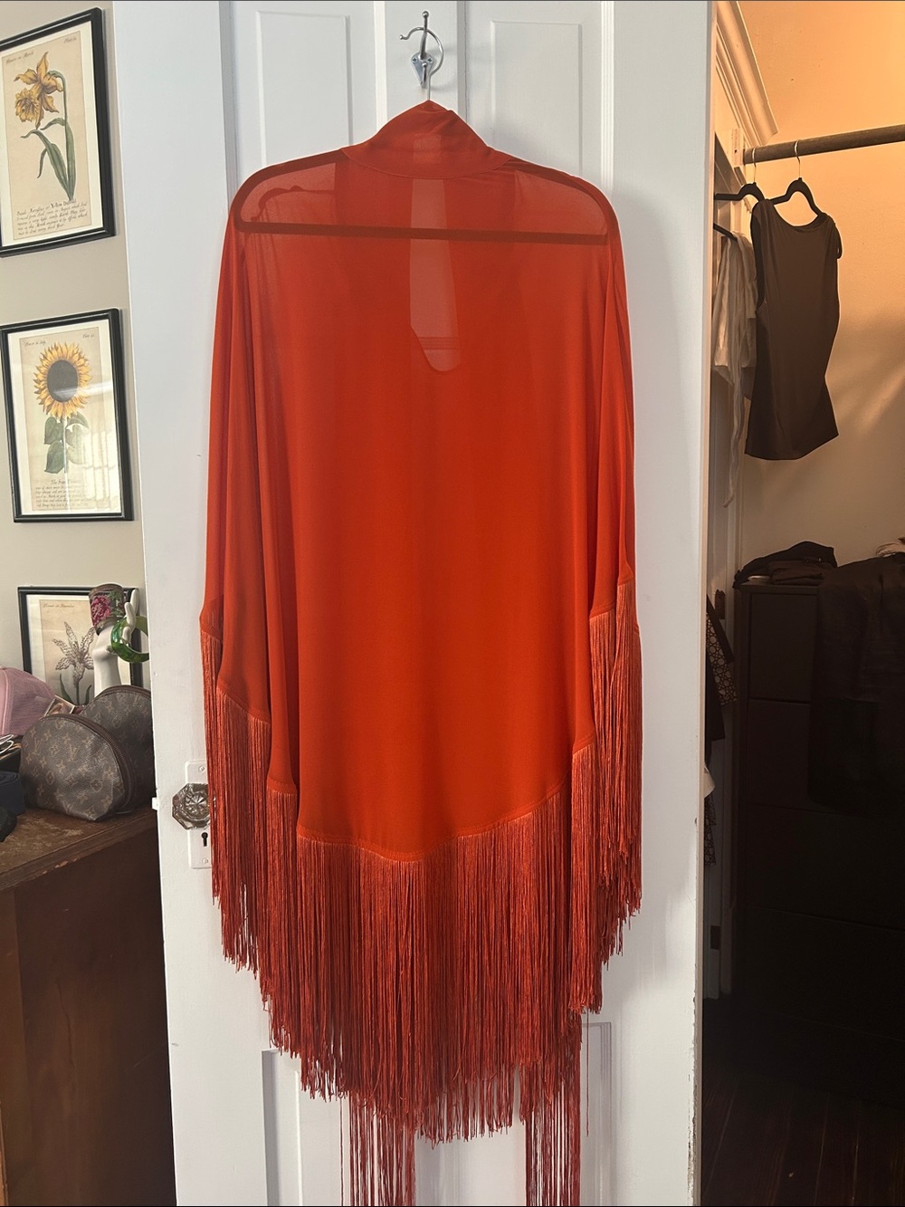Zara Fringe Cape in Burnt Orange with Multi-way Tie Detail